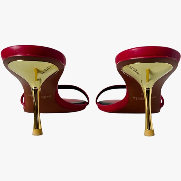 Cult Gaia Veda Sandal Size 37.5 Ruby Red Leather Strappy Gold Heel - Picture 9 of 12